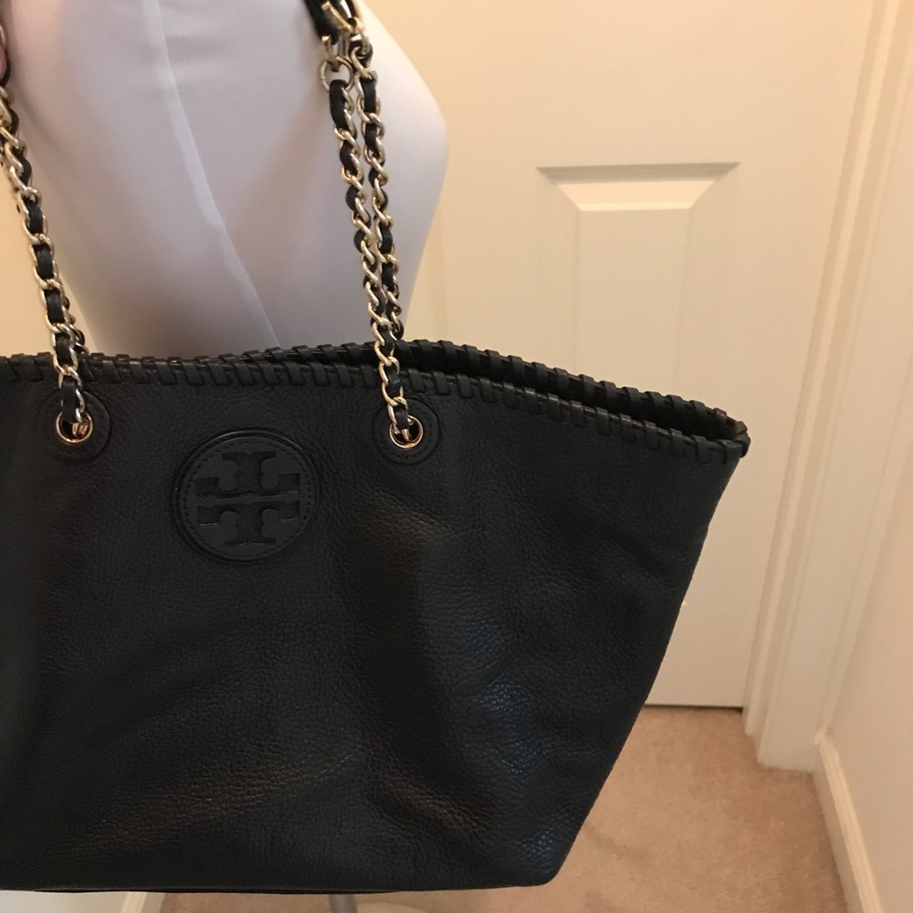 Tory Burch Slouchy Tote in Pebbled Leather.